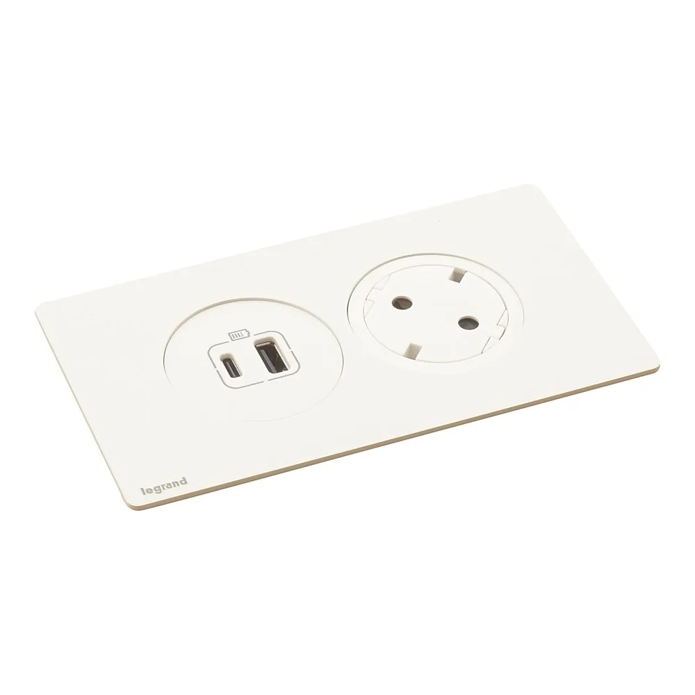 Legrand 654746 INCARA Disq In 2 'li donatılmış 1 SKT 2P+E + 1 USB A+C beyaz + 2M kabl