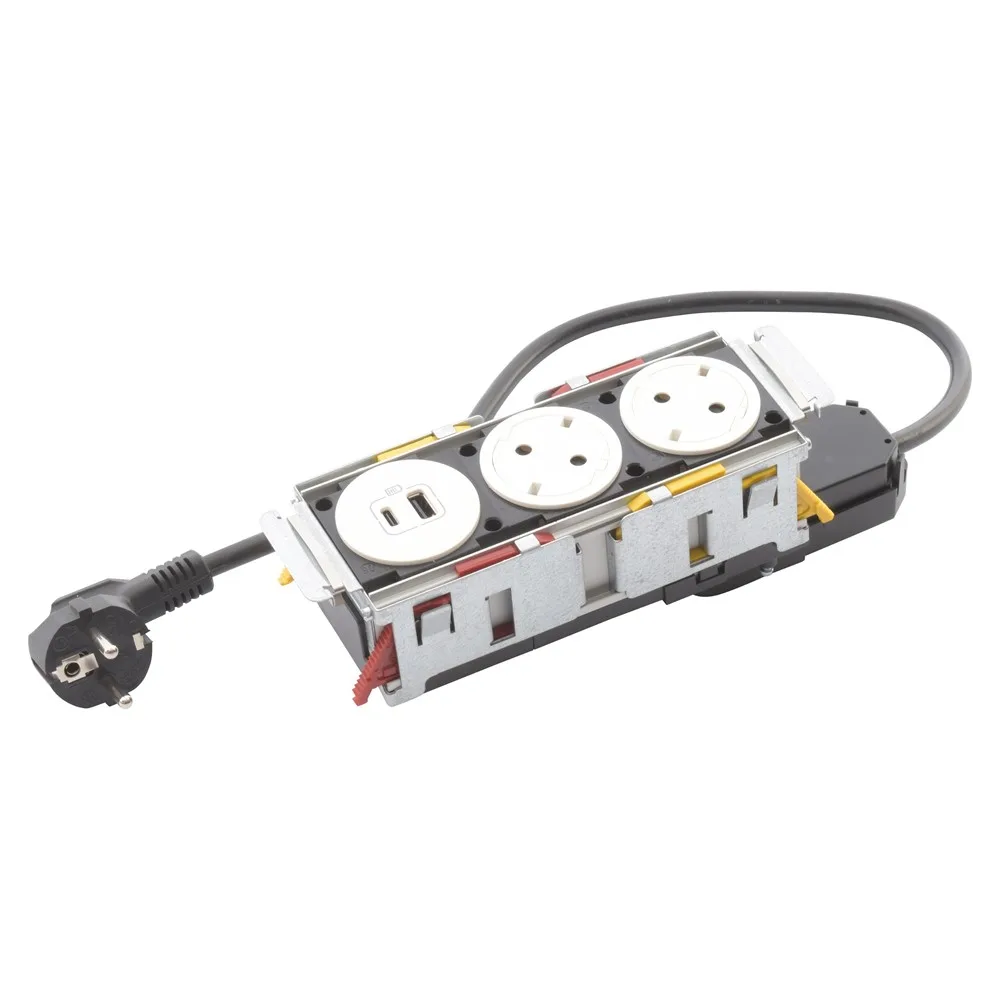 Legrand 654747 INCARA Disq In 3 'li donatılmış 2 SKT 2P+E + 1x USB A+C beyaz + 2M kabl