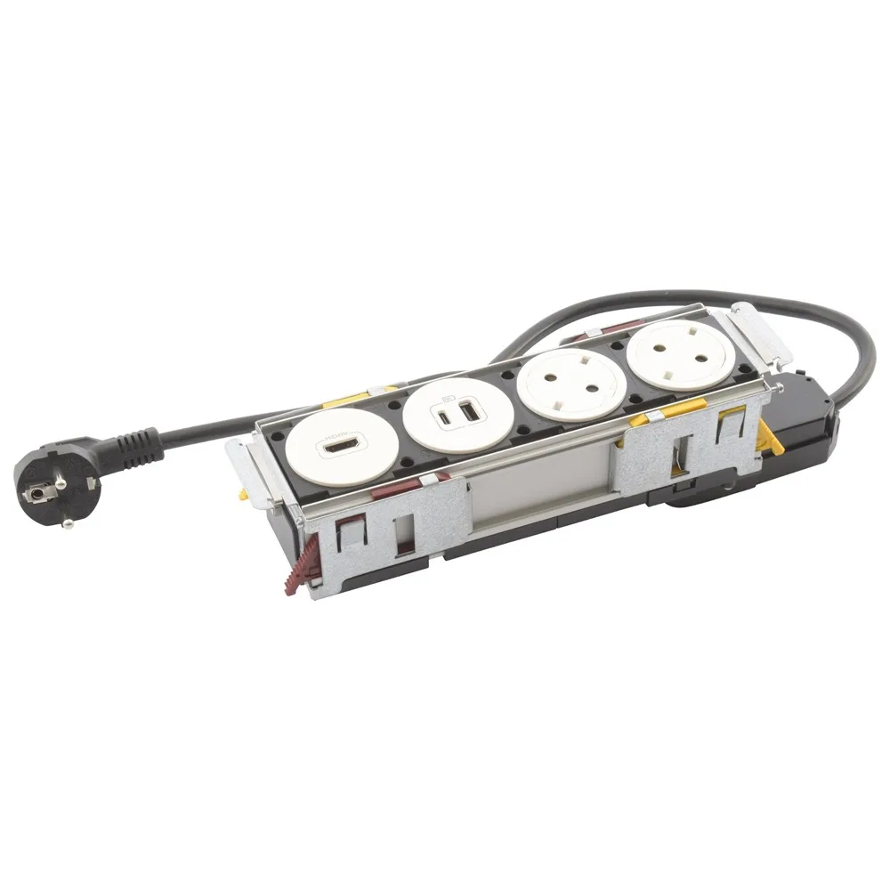 Legrand 654748 INCARA Disq In 4 'li donatılmış 2 SKTS 2P+E + 1xHDMI+ 1x USB A+C beyaz + 2M kabl