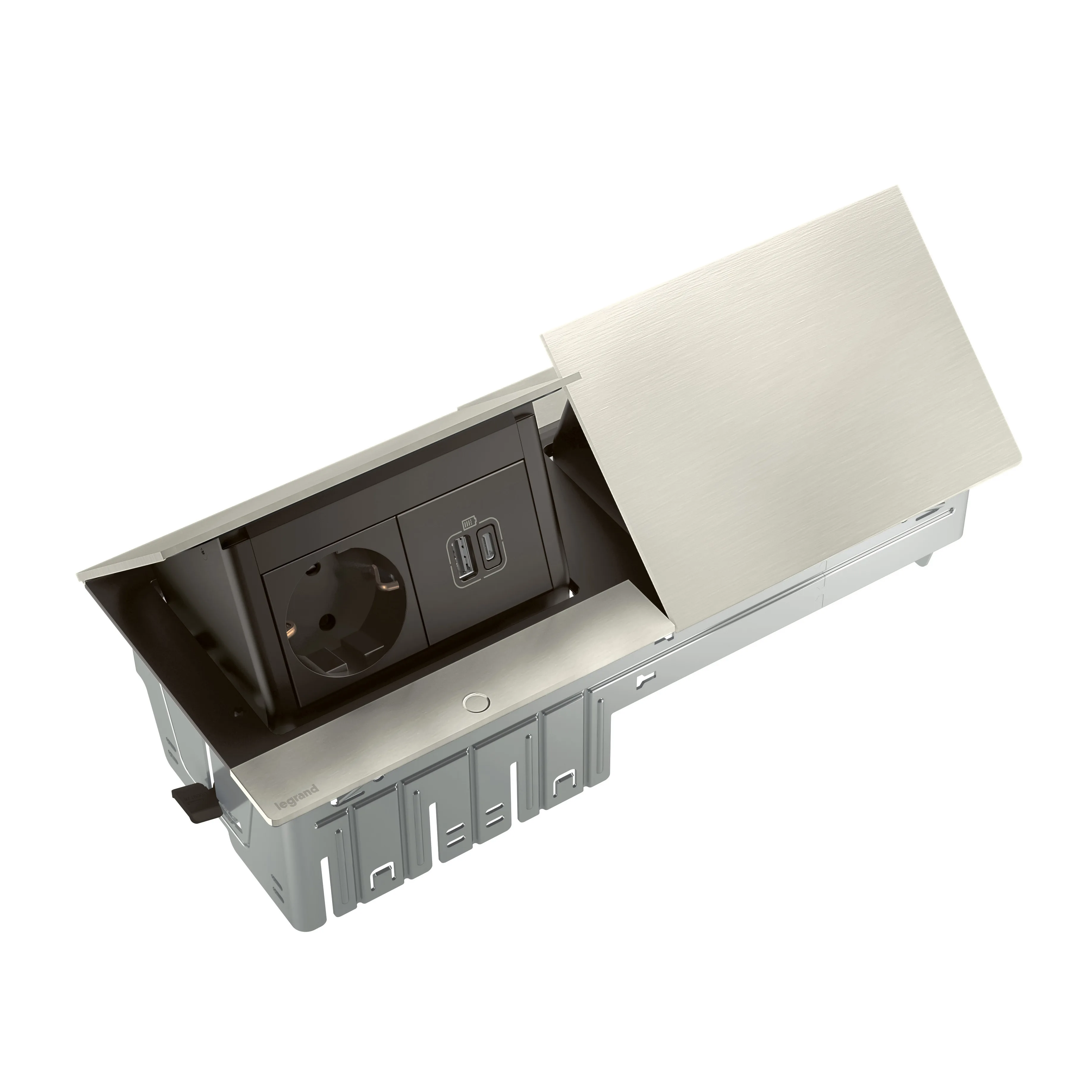 Legrand 654824 INCARA Pop up 2x4 modül Pasl. çelik donatılmış 2x2P+E + 1 USB A+C + HDMI + 2M kabl