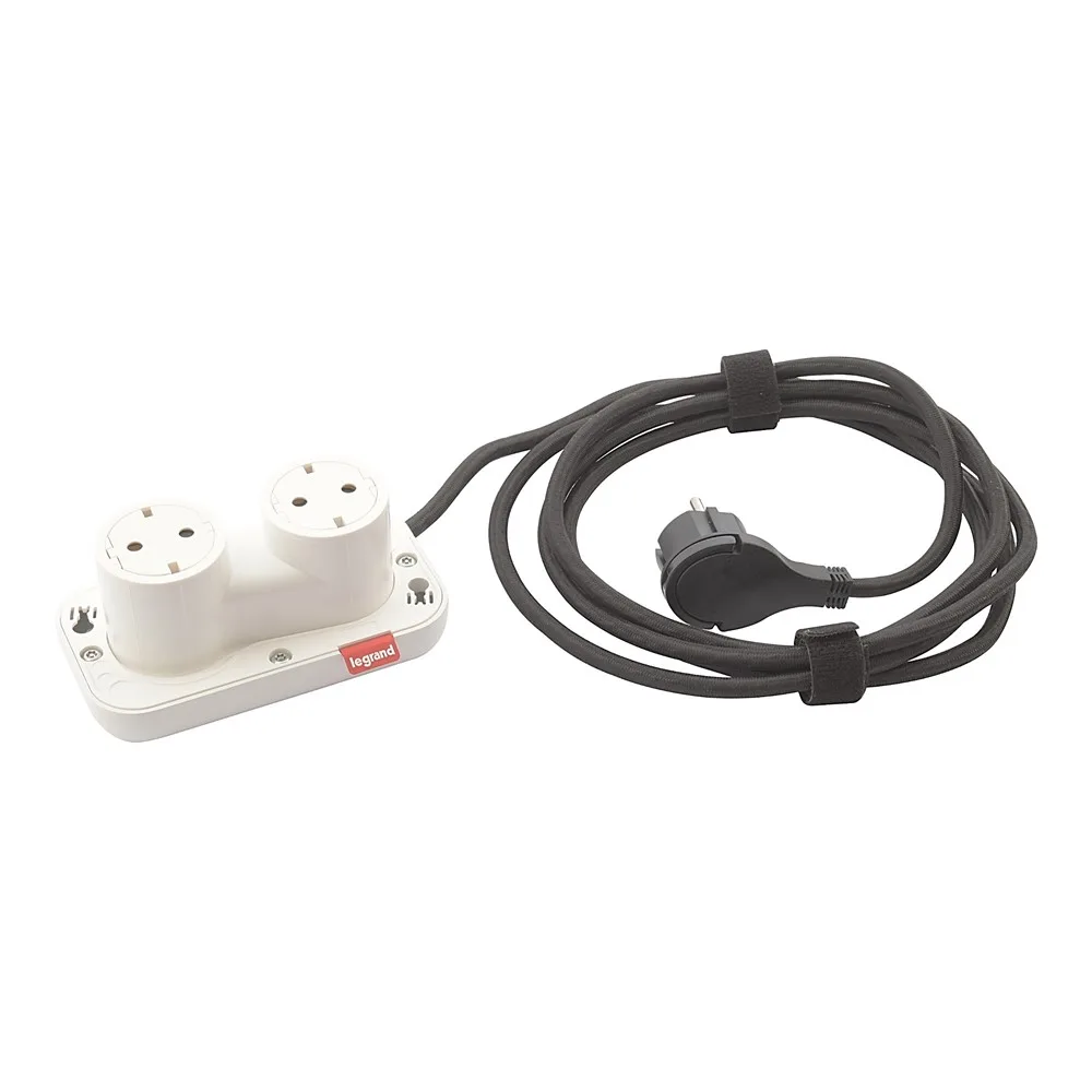 Legrand 654910 Incara Electr On 2 'li 2X2P+E Beyaz Kabl. 2,5M