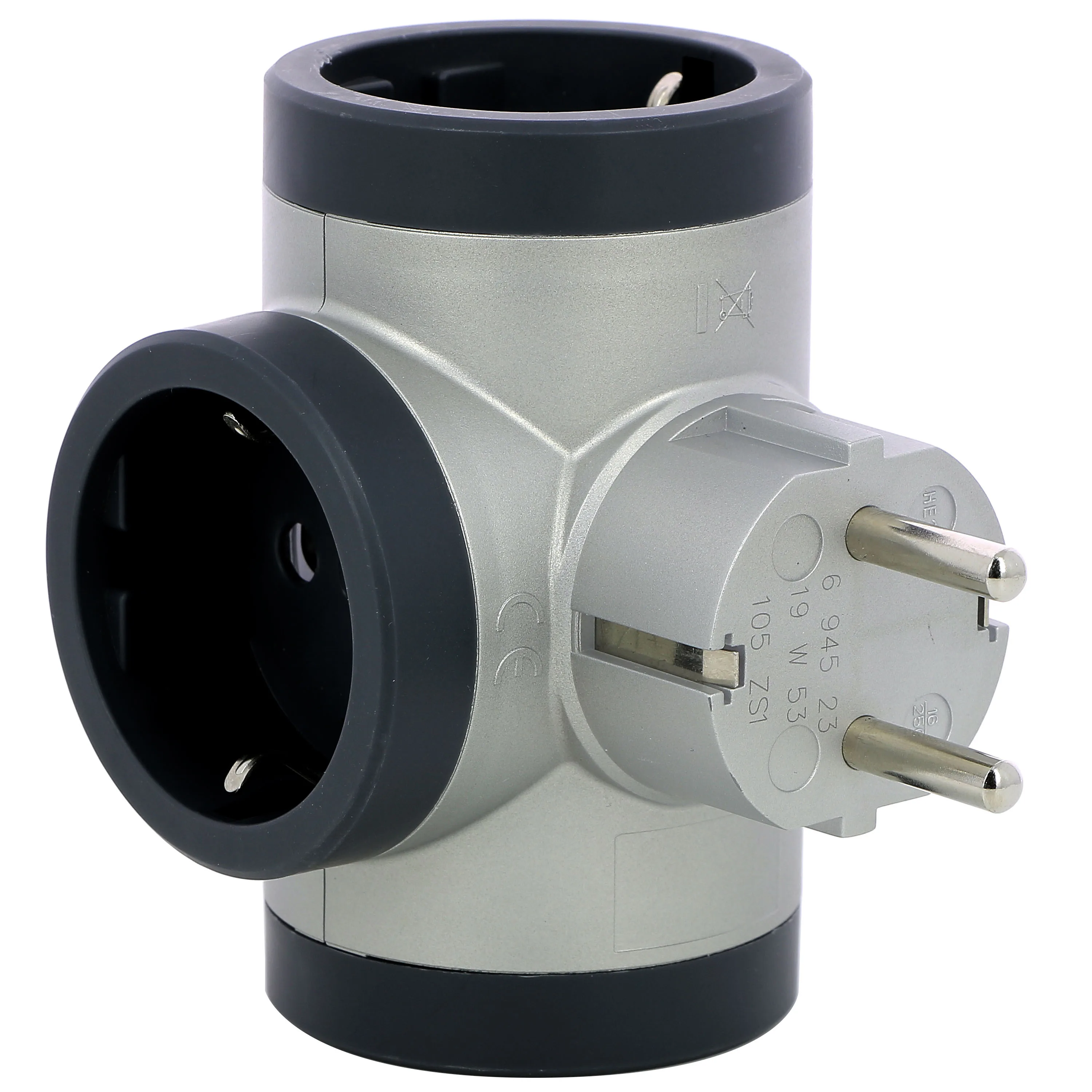 Legrand 694523 Çoklu Fiş/prizler, 16 A, 3 X 2P+E Yandan Çıkışlı, Alüminyum/koyu Gri