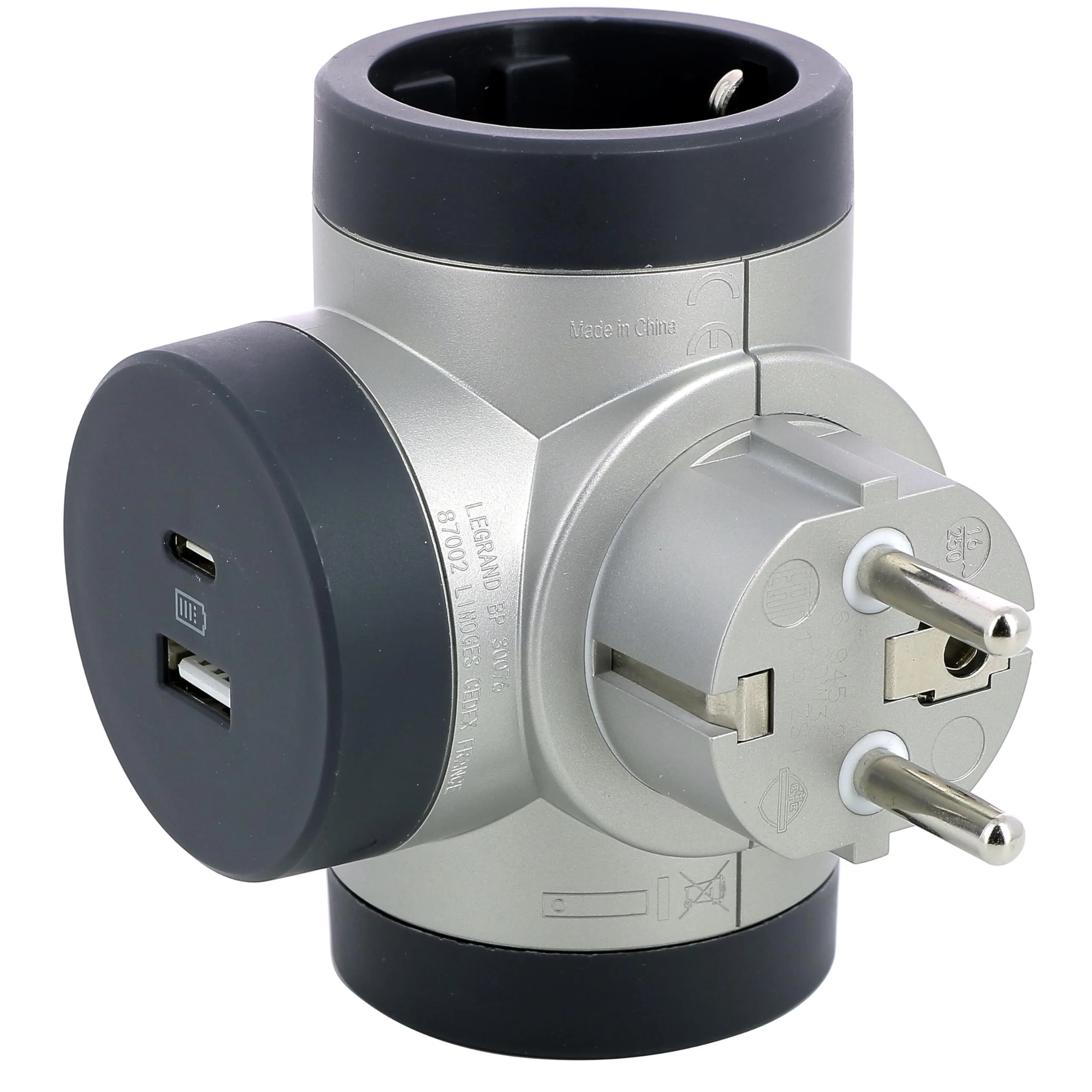 Legrand 694524 Üçlü Priz 3X2P+T Pre Latro USB Al