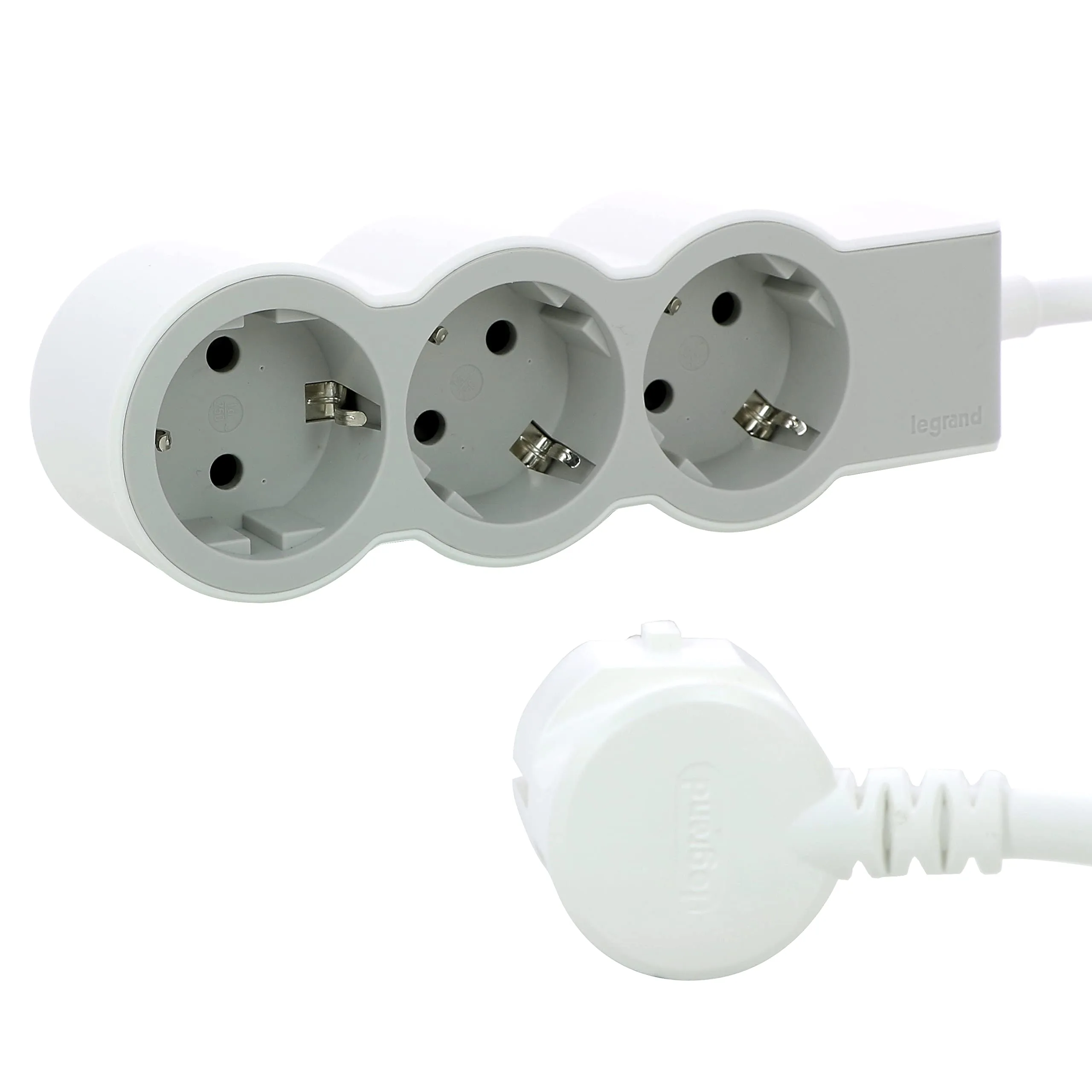 Legrand 694559 Standart Grup Prizler, 16 A, 3680 W, 3 X 2P+E Çıkışlı, 3 X 1,5 MM2 Kesitli 3M Uzunlukta Kablo, Beyaz/açık Gri