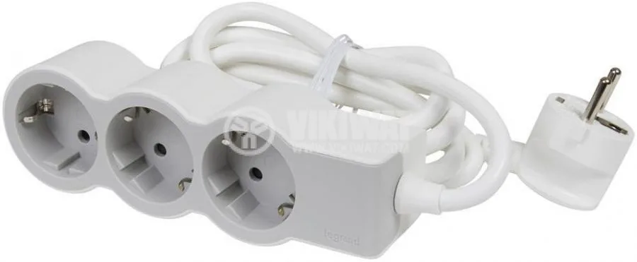 Legrand 694567 Standart Grup Prizler, 16 A, 3680 W, 3 X 2P+E Çıkışlı, 3 X 1,5 MM2 Kesitli 5M Uzunlukta Kablo, Beyaz/açık Gri
