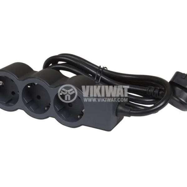 Legrand 694568 Standart Grup Prizler, 16 A, 3680 W, 3 X 2P+E Çıkışlı, 3 X 1,5 MM2 Kesitli 5M Uzunlukta Kablo, Siyah/koyu Gri