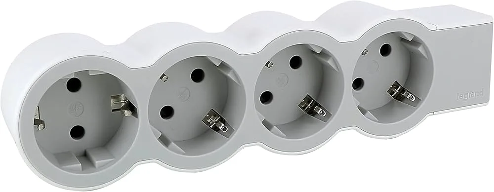 Legrand 694575 Standart Grup Prizler, 16 A, 3680 W, 4 X 2P+E Çıkışlı, Kablosuz, Beyaz/açık Gri