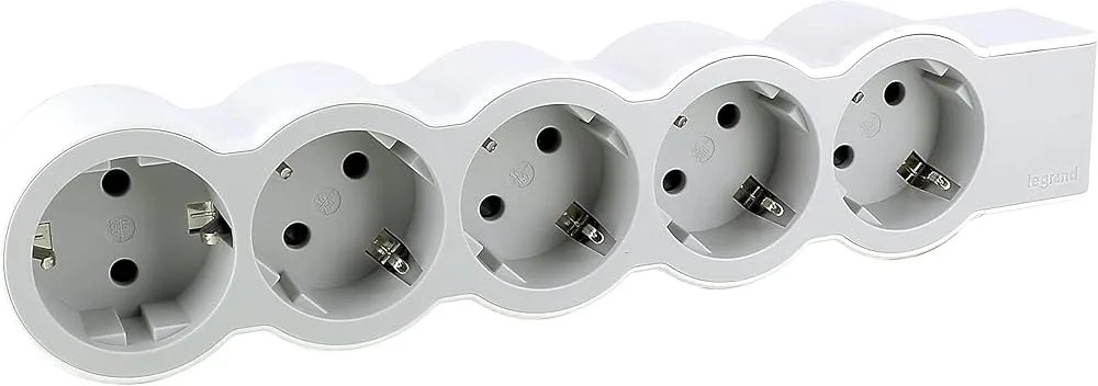 Legrand 694577 Standart Grup Prizler, 16 A, 3680 W, 5 X 2P+E Çıkışlı, Kablosuz, Beyaz/açık Gri