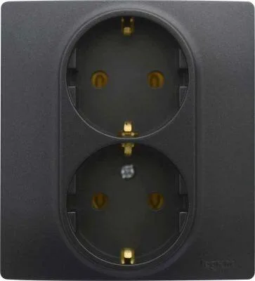 Legrand 768616 Raventi Ikılı Topr Priz, Siyah