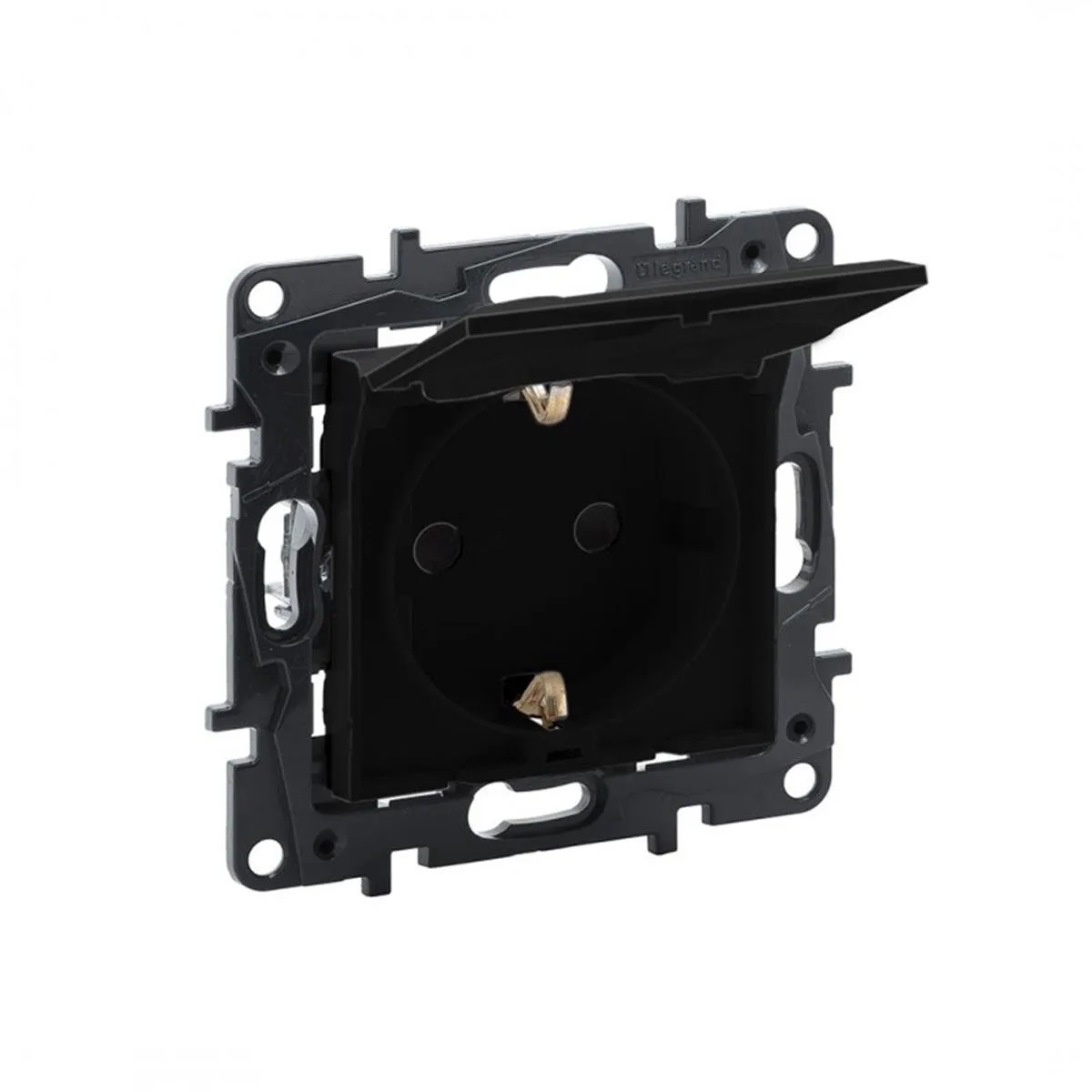 Legrand 768618 Raventi Kapaklı Topr Priz Siyah