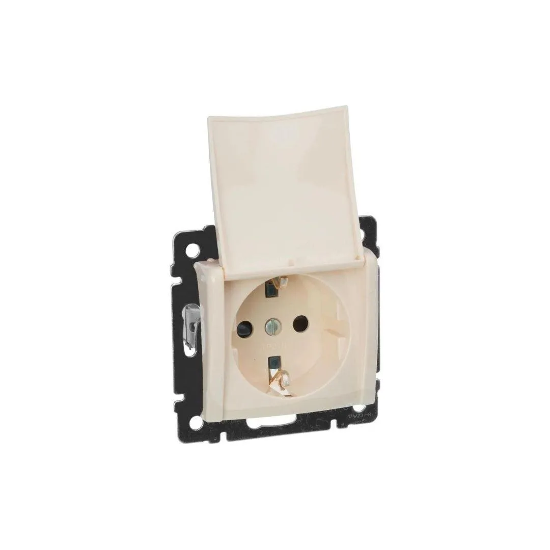 Legrand 774322 Valena Kapaklı Çocuk korumalı topraklı priz 10/16 A - 250V AC Bej
