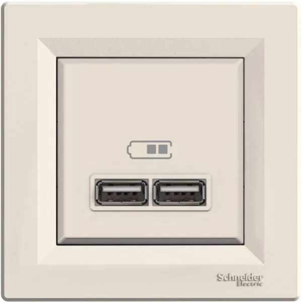 Schneider EPH2700223 İkili 2.1A Asfora Krem USB Priz