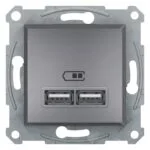 Schneider EPH2700262 İkili 2.1A Asfora Çelik USB Prizi