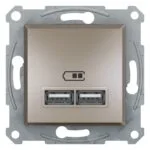 Schneider EPH2700269 İkili 2.1A Asfora Bronz USB Priz