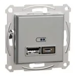 Schneider EPH2700361 Asfora 2LI 2.4A Alüminyum Çerçeveli USB Prizi