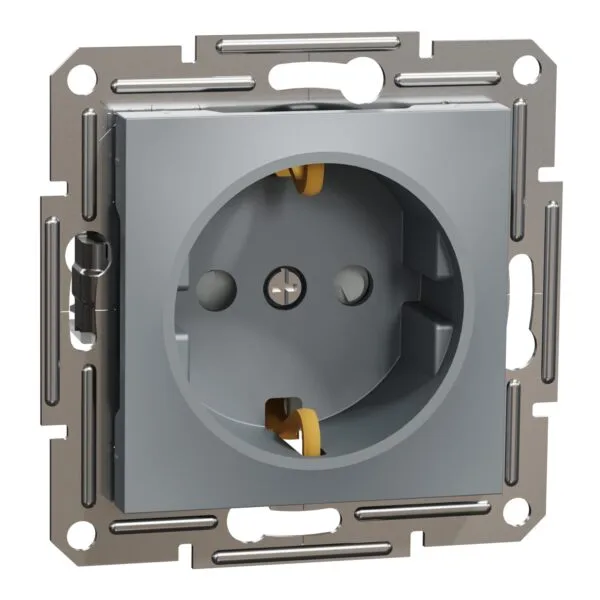 Schneider EPH2900262 Asfora Çelik Çocuk Korumalı Topraklı Priz