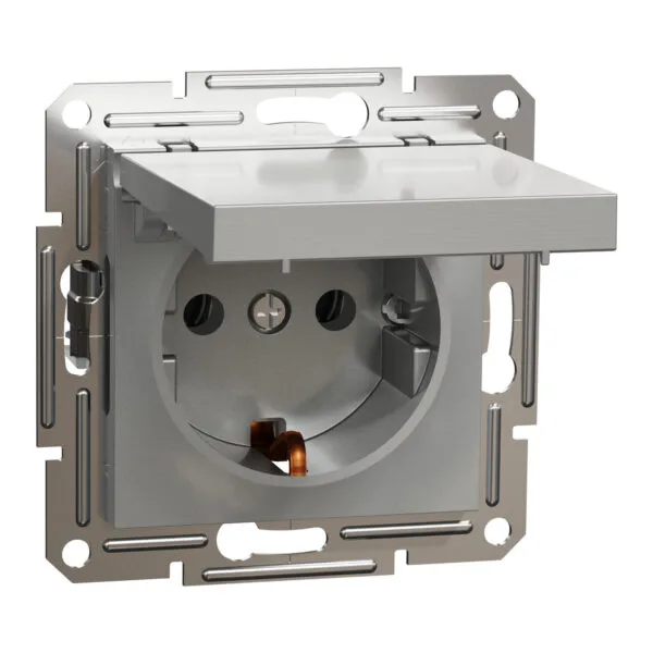 Schneider EPH3100161 Asfora Plus Çerçevesiz Vidalı Kapaklı Alüminyum Topraklı Priz