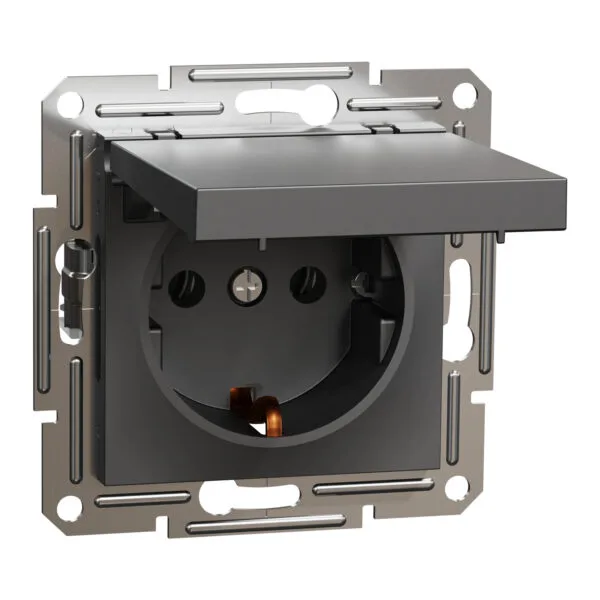 Schneider Asfora EPH3100171 16A Antrasit Kapaklı Topraklı Priz