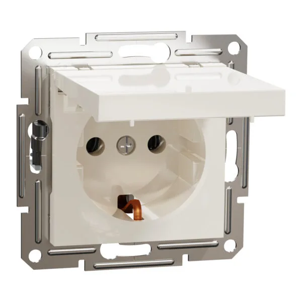 Schneider EPH3170123 16A Asfora Krem Çerçevesiz Kapaklı Topraklı Priz