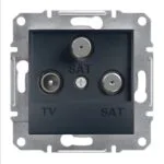 Schneider EPH3600171 Asfora 3Lü 1DB Antrasit TV-SAT-SAT Prizi