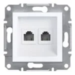 Schneider EPH4270121 İkili Asfora Beyaz Çerçevesiz RJ11 4 Kontaklı Telefon Prizi