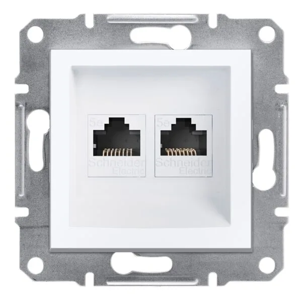 Schneider EPH4470121 İkili Asfora Beyaz Çerçevesiz RJ45 CAT5E Utp Telefon Data Prizi