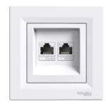 Schneider EPH4470521 Asfora Beyaz Çerçevesiz 2XRJ45 Konnektörsüz Data Prizi