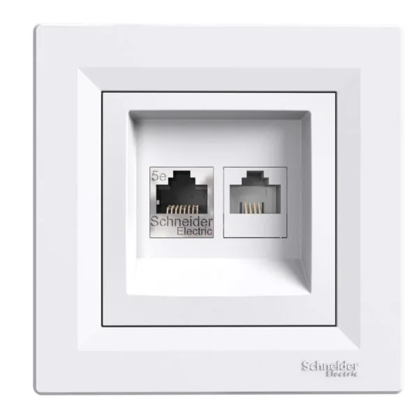 Schneider EPH4900121 Asfora Beyaz Çerçeveli RJ45 CAT5E Utp+rj12 Priz