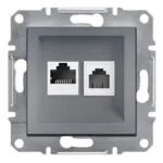 Schneider EPH5200162 Asfora Çelik RJ45-RJ11 CAT6 Utp Telefon Data Prizi