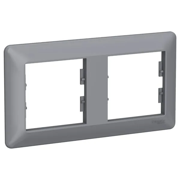 Schneider EPH5805262 Asfora Em Plus 2LI Çelik Yatay Anahtar Priz Çerçevesi