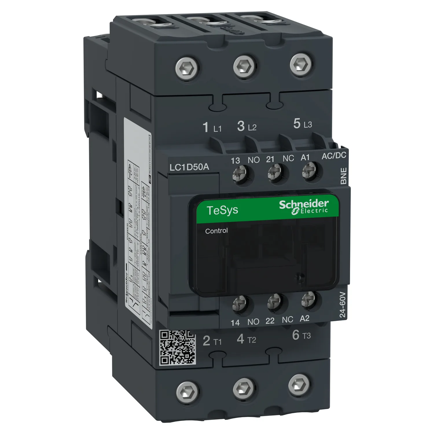 LC1D50ABNE - Main Schneider LC1D50ABNE TESYS D Green 24-60V Ac/dc AC3 50A Kontaktör