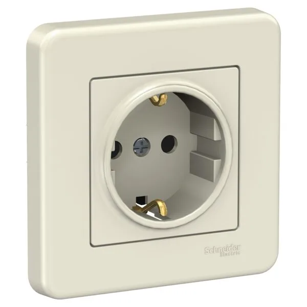 Schneider LNA2900123 Leona 16A Krem Çerçeveli Topraklı Priz