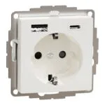 Schneider MTN2367-0319 Usb Type A+C 3A Prizli Kutup Beyazı Çocuk Korumalı Topraklı Priz