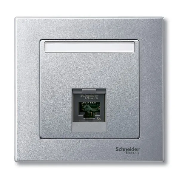 Schneider MTN465860 Artec/Antique Çerçeveler için Alüminyum Tekli Rj45 Tuş Kapağı