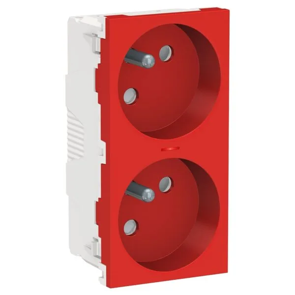 Schneider NU306903S Yeni Unica 2li Kırmızı Çocuk Korumalı Işklı Ups Priz