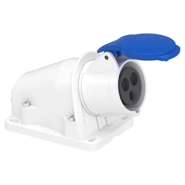 Schneider PKF16W423 Pratika 200-250V AC 3x16A 2P+E Monofaze IP44 Vida Bağlantılı Eğik Duvar Prizi