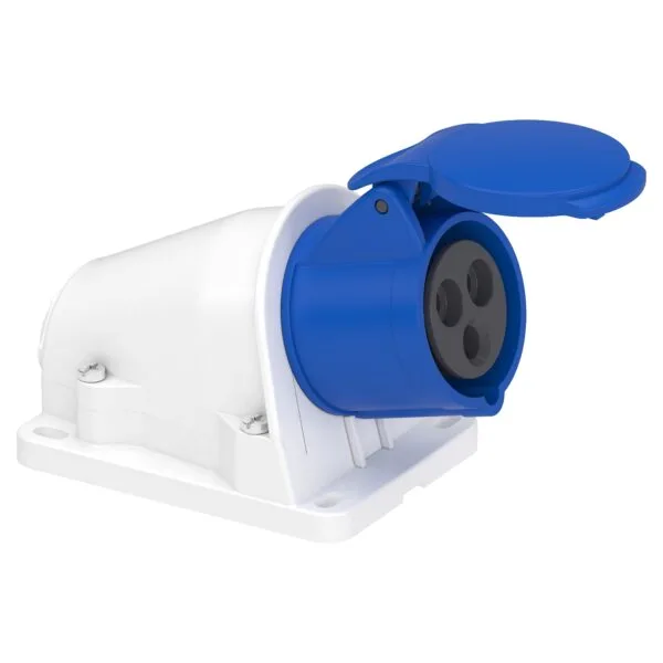 Schneider PKY16W423 Pratika 200-250 V AC 3x16A 2P+E Monofaze IP44 Hızlı Bağlantılı Eğik Duvar Prizi