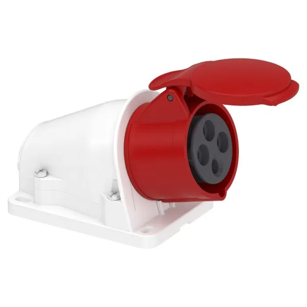 Schneider PKY16W434 Pratika 380-415V AC 4x16A 3P+E Trifaze IP44 Hızlı Bağlantılı Eğik Duvar Prizi