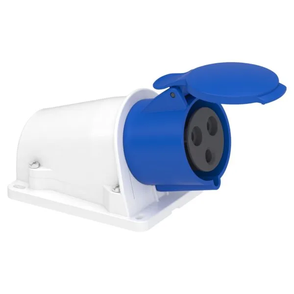 Schneider PKY32W423 Pratika 200-250V AC 3x32A 2P+E Monofaze IP44 Hızlı Bağlantılı Eğik Duvar Prizi