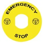 Schneider ZBY8330 Acil Stoplu Buton için 90mm Sarı Emergency Stop İşaretli Etiket